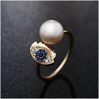 

Natural Freshwater Pearl Ring 925 Silver Adjustable Ring Pearls Jewelry Female Fashion Gold Coating Ring