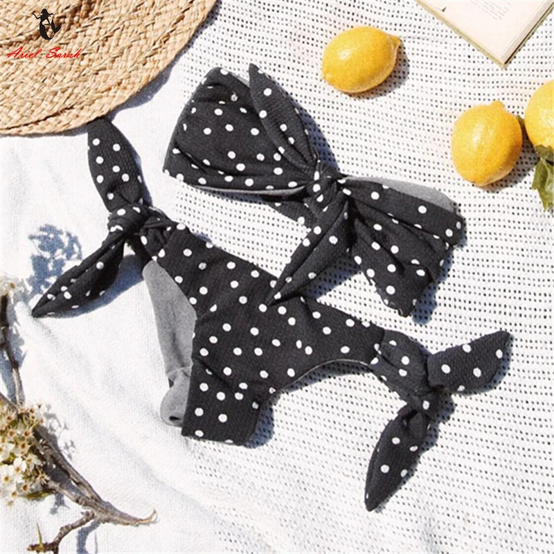Ariel Sarah Bandage Bikini Set 2018 Push Up Swimwear Swimsuit Bathing Suit Women Dot Bowknot Bikinis Women Halter Monokini