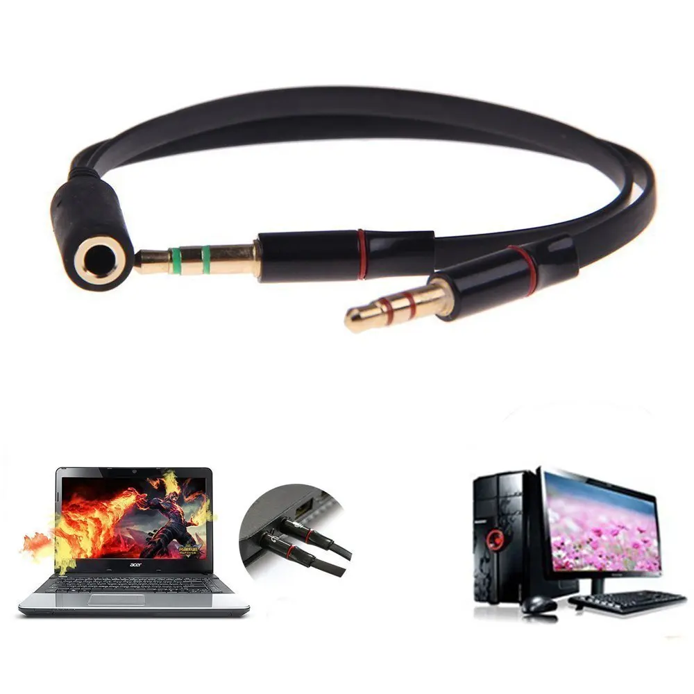 iphone to type c converter 3.5 mm Black Headphone Earphone Audio Cable Micphone Y Splitter Adapter 1 Female to 2 male Connected Cord to Laptop PC hdmi phone adapter