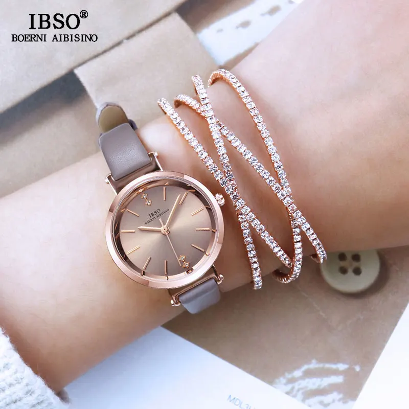 IBSO, женские кварцевые часы, набор, женские, кристалл, стразы, браслет, кварцевые комплекты с часами, роскошные женские часы, браслет, набор для дня рождения