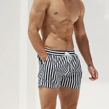Полосатые купальники мужские пляжные шорты брюки свободный Досуг пляжные шорты мужские купальники sunga Быстросохнущий surf купальник Мужские плавки для фитнеса
