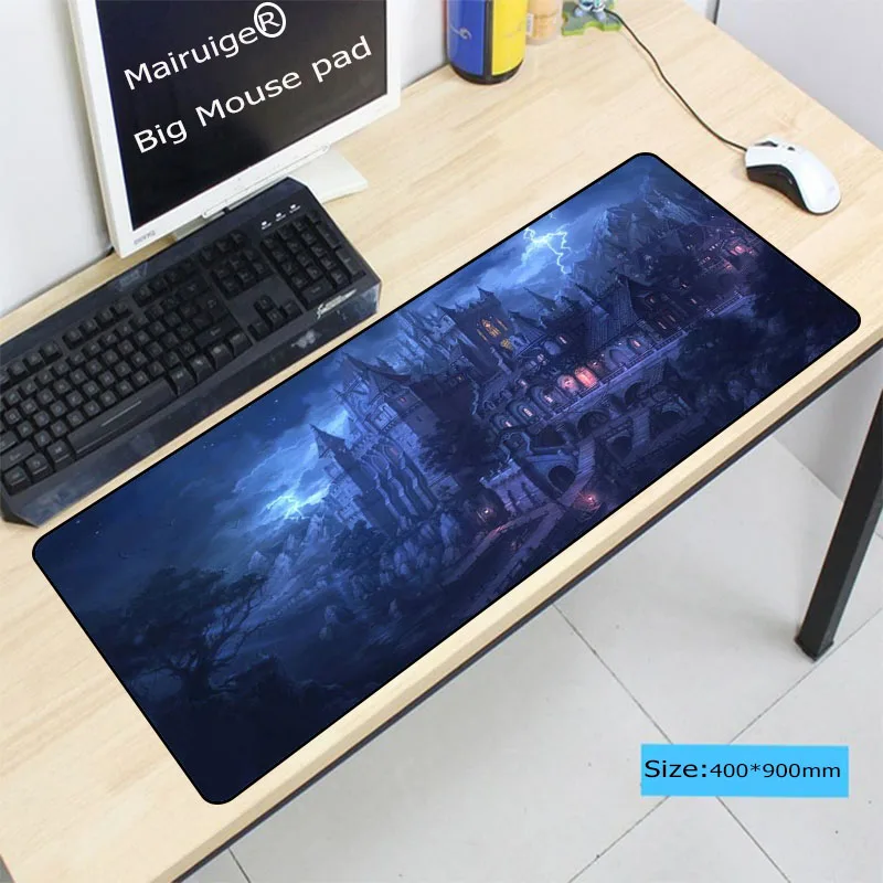 Продажа Mairuige, бесплатная доставка, фантазийный коврик для мыши, геймер, 900x400 мм, коврик для мыши с большим замком, игровой коврик для мыши, компьютерн...