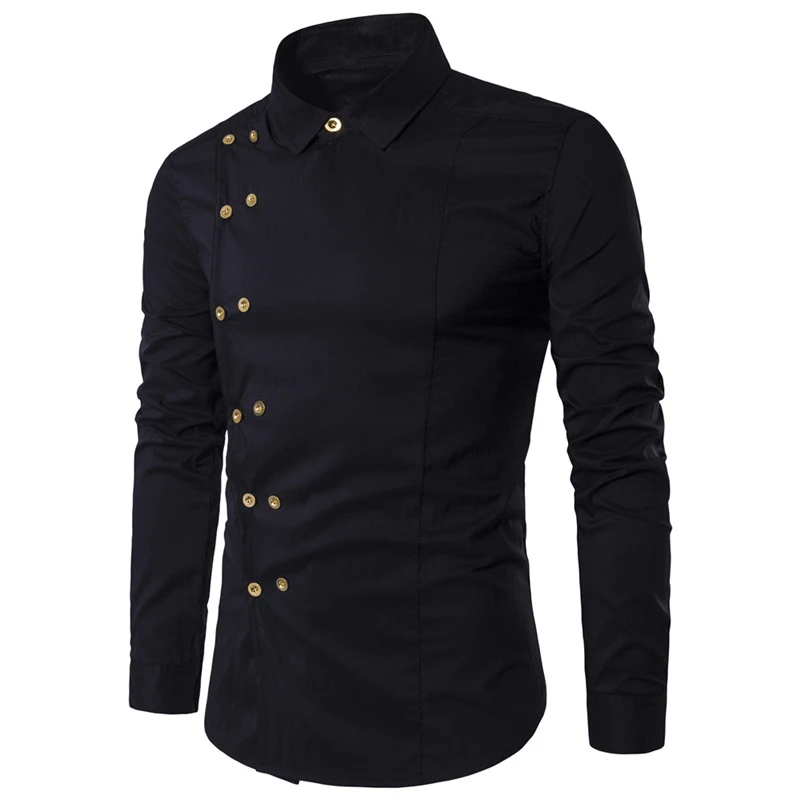 

Future Design Man Shirt Long Sleeve Silm Fit Solid Color Button Men Dress Tops Suit Shirt
