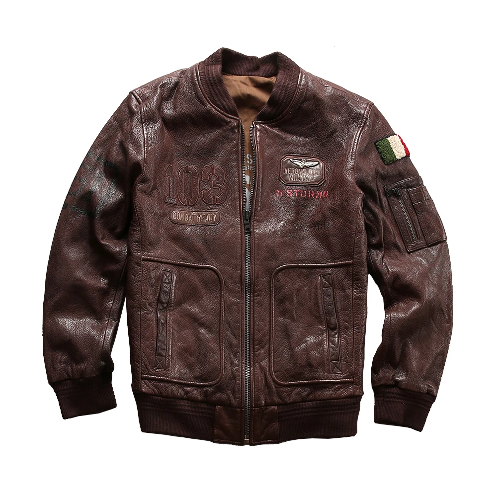 jaqueta de couro de ovelha