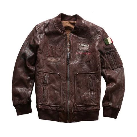 jaqueta de couro de ovelha masculina