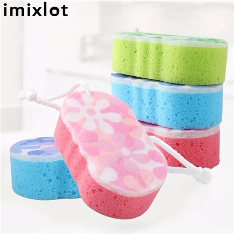 Imixlot Printing Flower Sponge Brush Bath Rub For Bathroom Cleaning