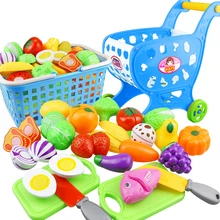 23PCS Plastic Kitchen Food Fruit Vegetable Cutting Kids Pretend Play Toy Pizza Cake Educational Toy Cook Cosplay Mini Food Toys