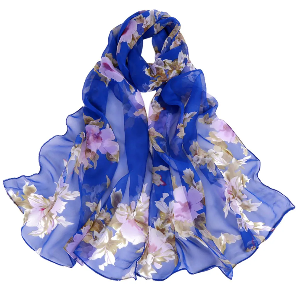 Модный цветочный шифоновый шарф женский шаль длинный Шелковый мягкий широкий шарф хиджаб шарфы элегантные женские пончо для пляжа Роковая женщина# h - Цвет: F