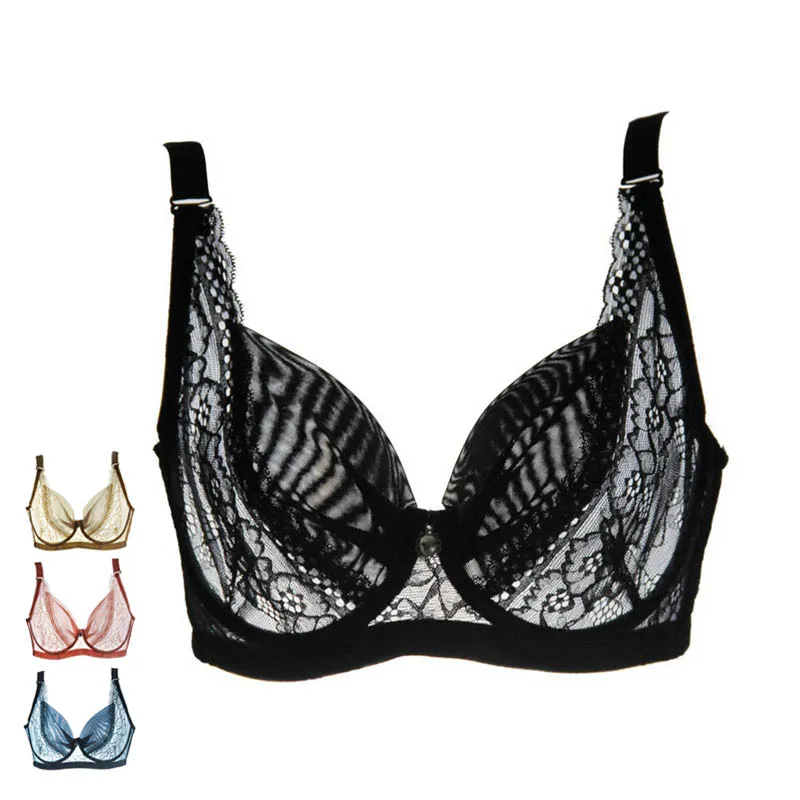 

Sexy Bras For Women Hollow Lace Bra Seamless Underwear Large Size Ultra-thin Brassiere BCD Cup Plus Size Bralette 4 Colors