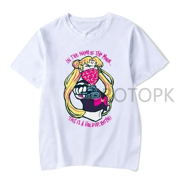

Sailor Moon Kawaii Womens T-shirts for Women Men Summer Sweet Korean Japanese Anime Fashion Casual Cotton Tee Shirt Femme