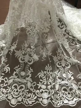 

5yd/lot French tulle mesh Lace Fabric embroidered Net Lace JIANXI.C-52823 top Quality for party dress