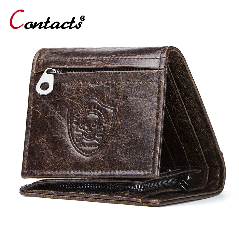 

Contact's Brand Genuine Leather Men Wallet Coin Purse High Quality Male Short Purse Credit Card Holder Wallet Money Bag Clutch
