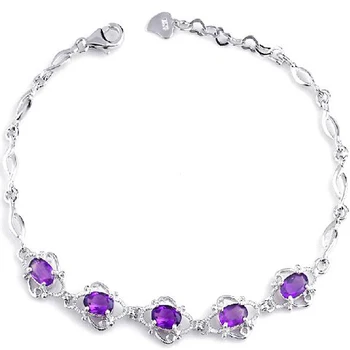 

Time-limited Sale Qi Xuan_Free Shipping Purple Stone Elegant Bracelets_S925 Solid Silver Bracelets_Manufacturer Directly Sales