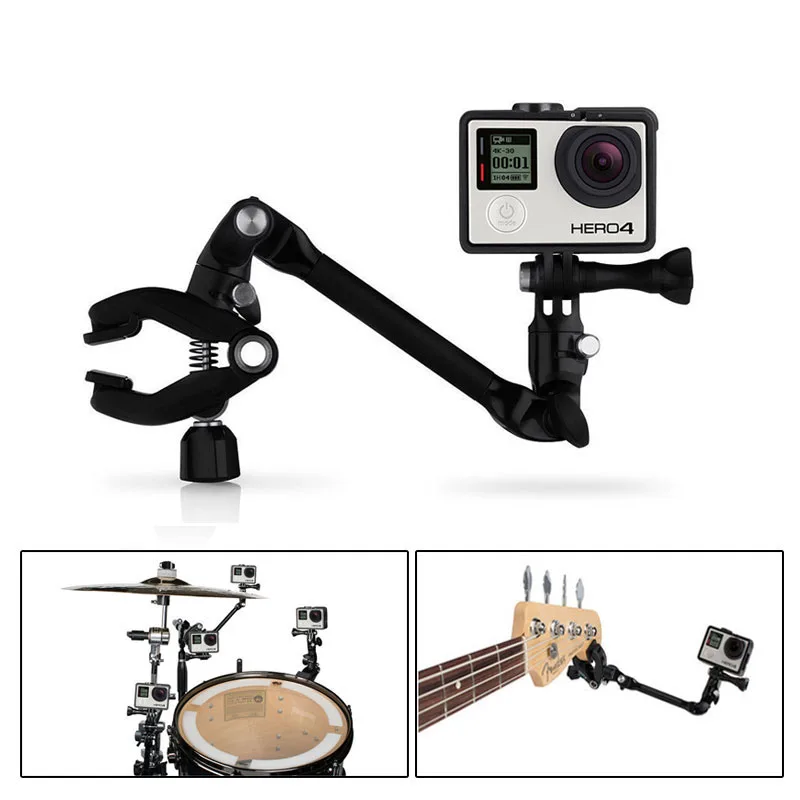 Guitar Drum Clips 360 Rotate Monopod Music Mount Camera Grip Clamp Extension Arm Tripod for GoPro HERO 4 3+ Xiaoyi SJCAM (14)
