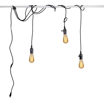 

HAIXIANG LED Retro Industrial Pendant Lamps Plug with 3 Bulbs Cafe Restaurant Pendant Light for Bedroom Lighting