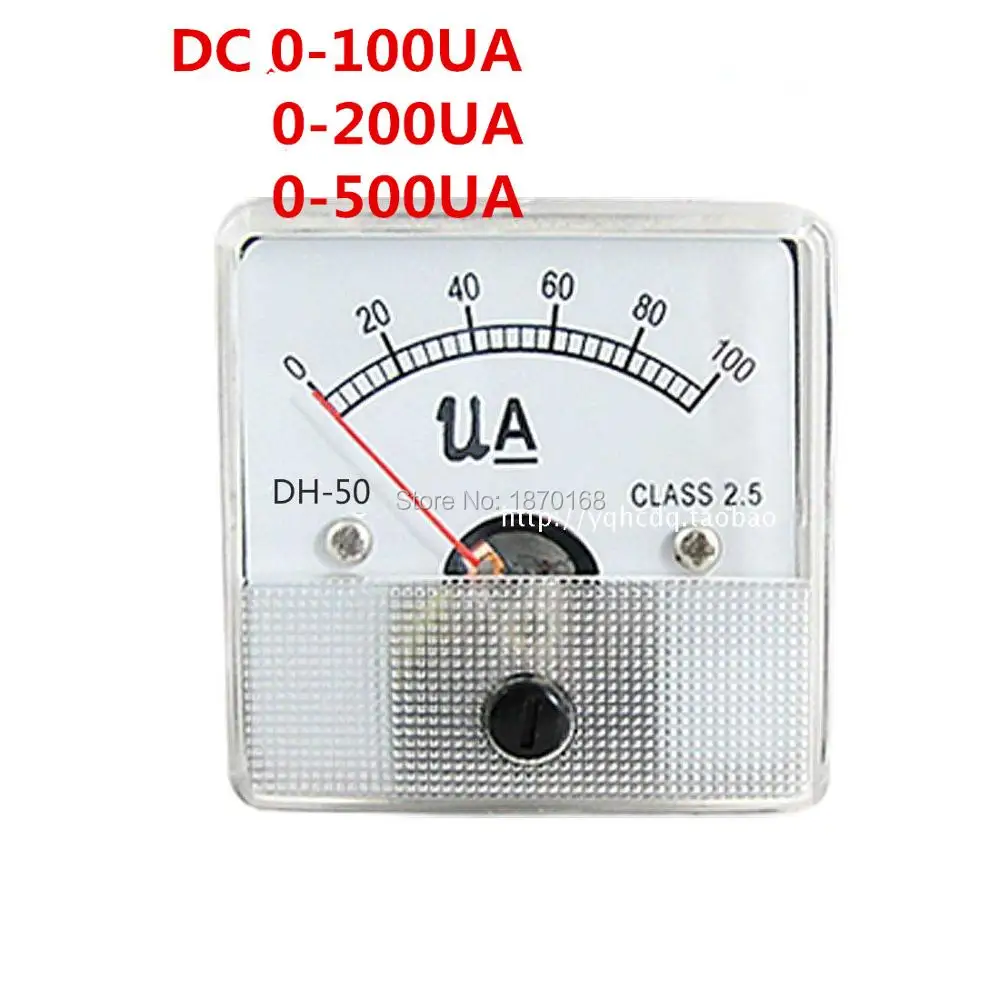 

DC 0-100uA 100uA 200UA 500UA Analog Ammeter Panel AMP Current Meter Amperimetro Amperemeter Gauge DH-50 Discount