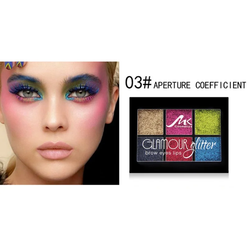 

6 Colors Diamond Luminous Eyeshadow Palette Long Lasting Waterproof Shiny Professional Powder Cosmetic Eye Shadow