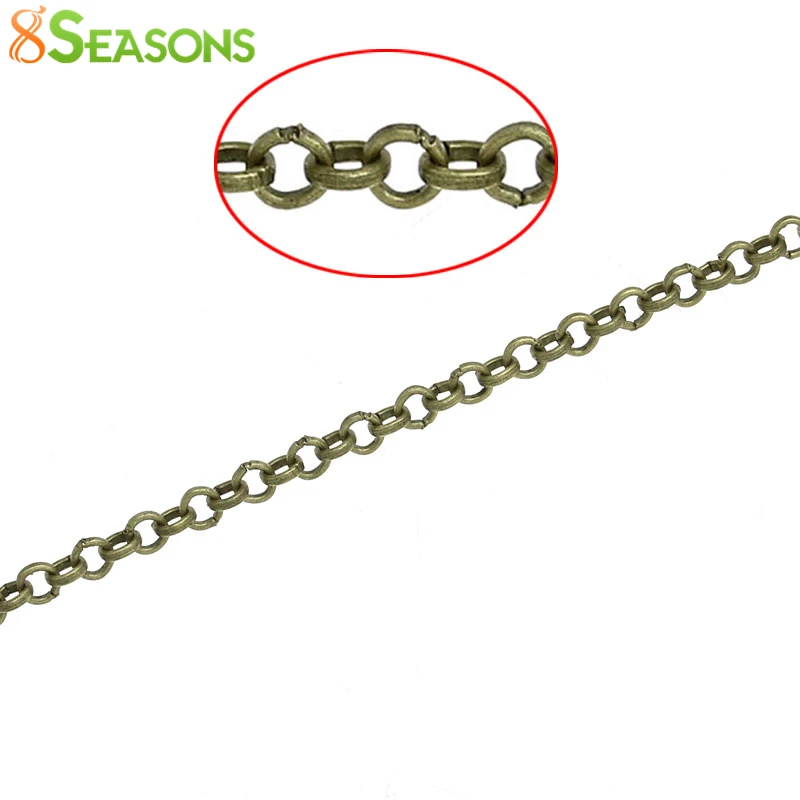 8SEASONS Link-Opened Cable Chains Findings For Jewelry Making Antique Bronze Chain DIY Necklace Accessories 2mm,10M (B32542)