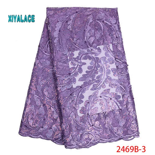 Африканская кружевная ткань высокого качества нигерийские кружевные ткани органза блестки бисер расшитый французский фатин кружевная ткань YA2469B-3 - Color: 2469B-3