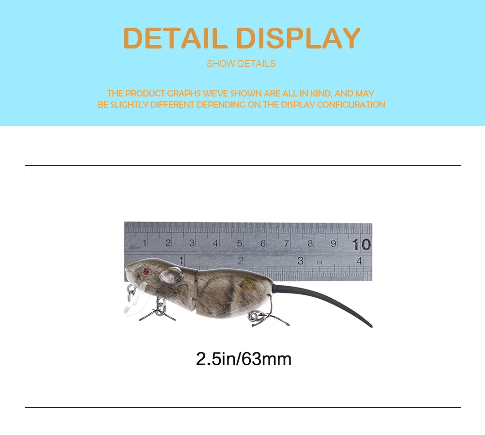 6,3 см, Мини Искусственные приманки для ловли крыс, приманки, RAT4-M, 10,3 г, реалистичные плавающие приманки, реалистичные приманки для ловли мышей, воблеры, снасти