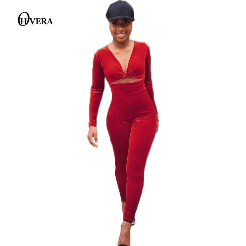 Sexy Flare Sleeve Evening Party Jumpsuit Women Autumn Long