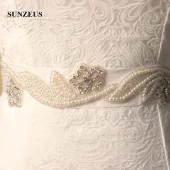 

Pearls Elegant Wedding Belt Rhinestones Flowers Sharp Bridal Belts Sash Formal Dress Belt Accessories accesorios boda SBE09