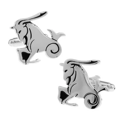 

1 Pair Retail Men's Cufflinks Silver Color Brass Aries Animal Design