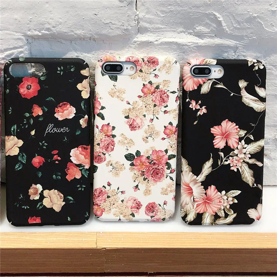 MOUSEMI Protective Case For iPhone 6 6S 7 8 Plus Hard Cases Cover Girls Funda On The For iPhone 7 8 Plus 5s se 6 X 7 Flower Case (1)