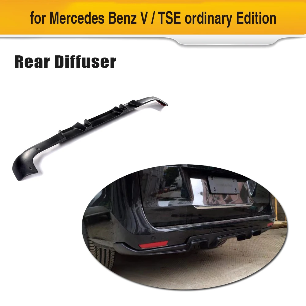 

V Class Blck PU Rear Diffuser Lip Spoiler Bumper Guard for Mercedes Benz Vito Ordinary Edition Mini Passenger Van 4 Door 16-18