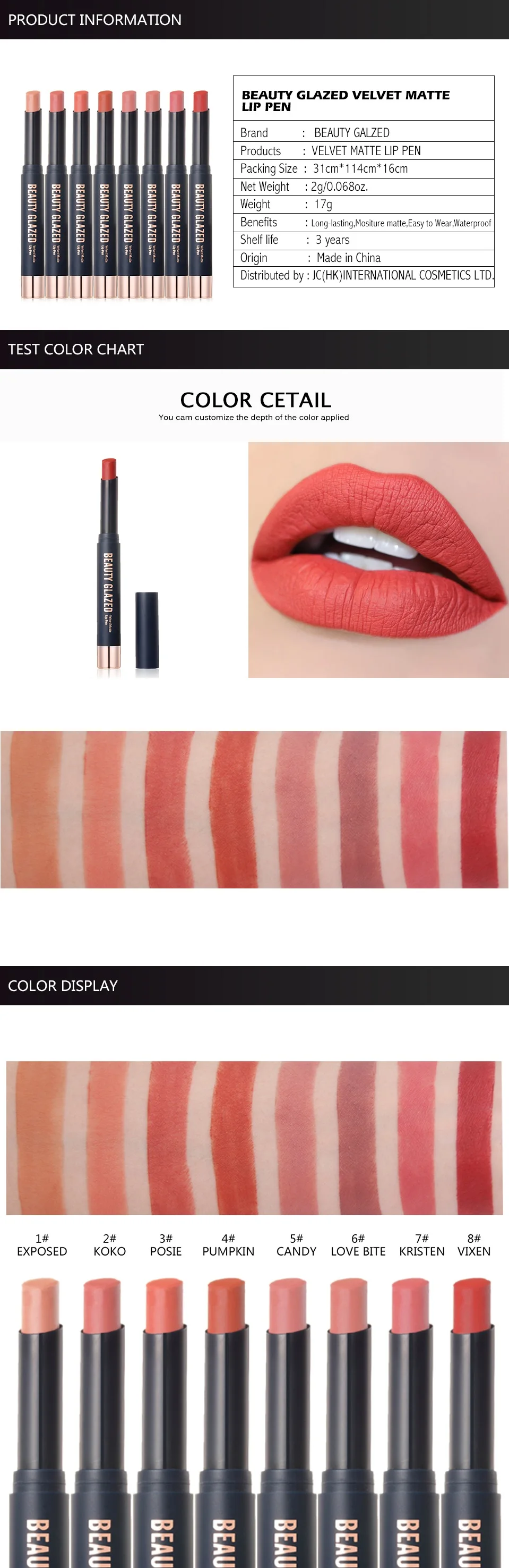 beauty glazed lip matte