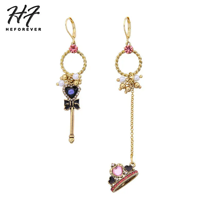

Earrings for Women Gold-color Vintage Magic Wand & Crown Long Erring Fashiong Jewelry For Girl 2018 KA349