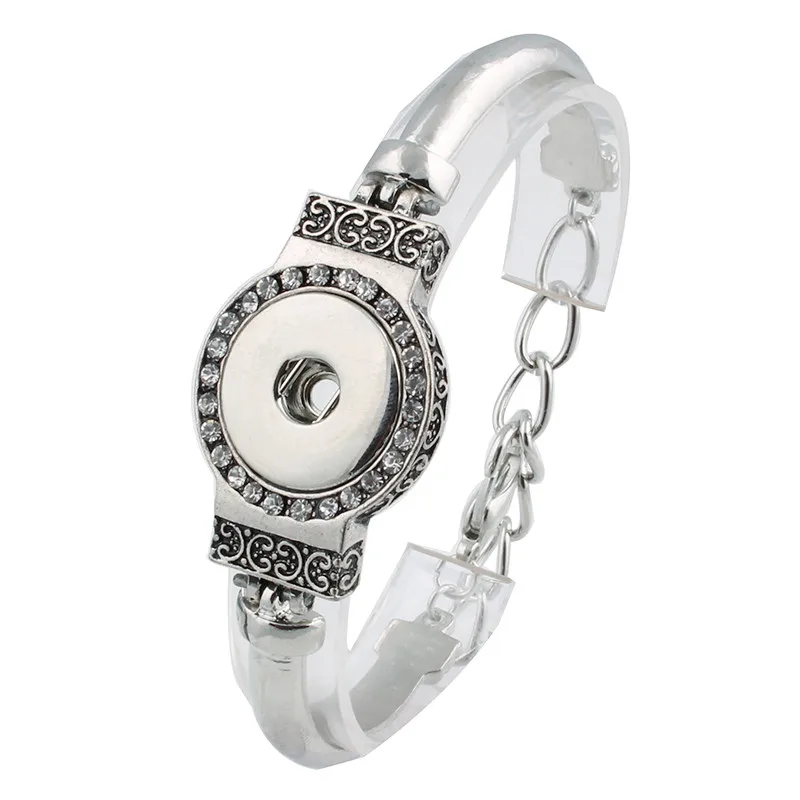 

10PCS Bangles 18mm Xinnver Snap Bracelet With Rhinestone Metal Snaps Button Gift Jewelry Bracelet For Women Pulsera ZE078