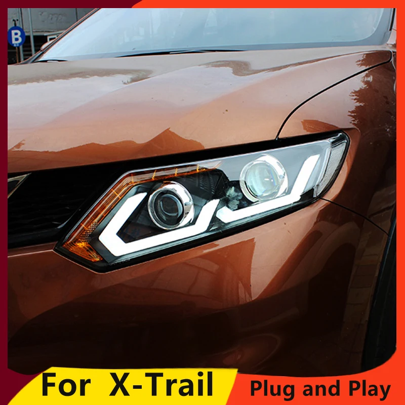 

KOWELL Car Styling for Nissan X-Trail Headlights 2014-2016 for X-Trail LED Headlight DRL Lens Double Beam H7 HID Xenon bi xenon