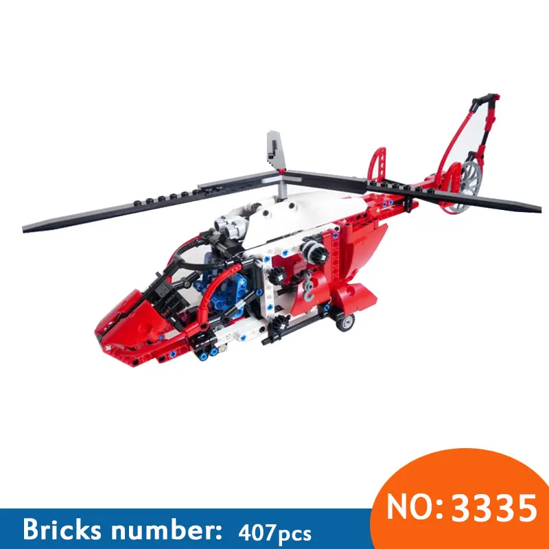 

New 3355 3356 Technic AeroKing Rescue Helicopter building bricks blocks Toys for children Compatible with 8068