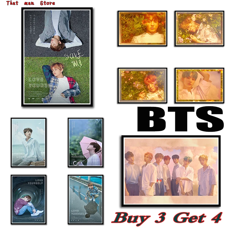 

kpop bangtan boys Posters Love Yourself Kpop Music Wall Stickers High Definition Home Decoration Home Art 42*30cm No frame