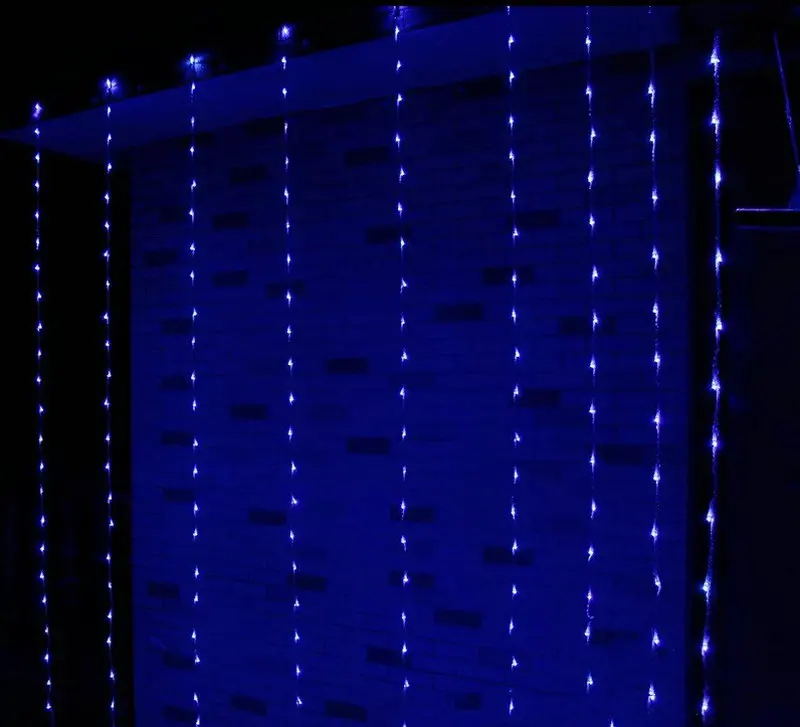 

3M*3M 320LED Water flow Rain falling curtain led waterfall string Light Christmas Xmas Wedding Party Garden Window Decor-4 Color