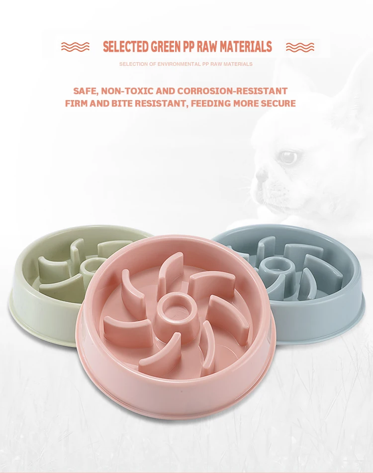 Красочные PP здоровые питаться медленно корма аксессуары для домашних животных миска кормушка миски розовый/синий/зеленый для кормления собак и кошек