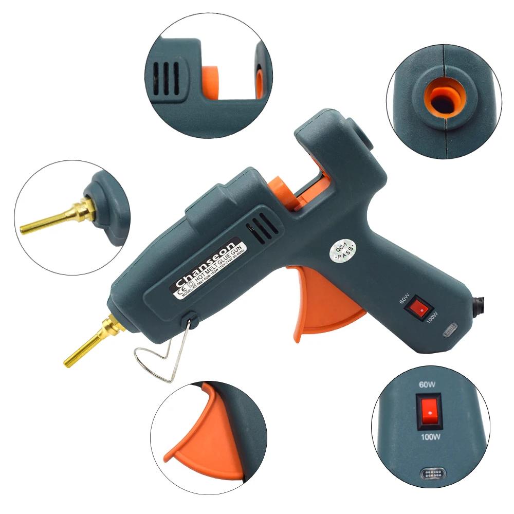 Chanseon EU 60W 100W Hot Melt Glue Gun With 11mm Diameter Glue Sticks Industrial Guns Thermo Electric Heat Temperature Tool hot melt glue gun,hot glue gun
