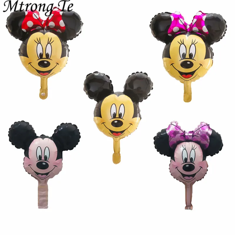 

50pcs Mini size Mickey Minnie Head Foil Balloons With Red Bowkhot Cartoon Birthday Wedding Party Decorations Kids Toys Balls
