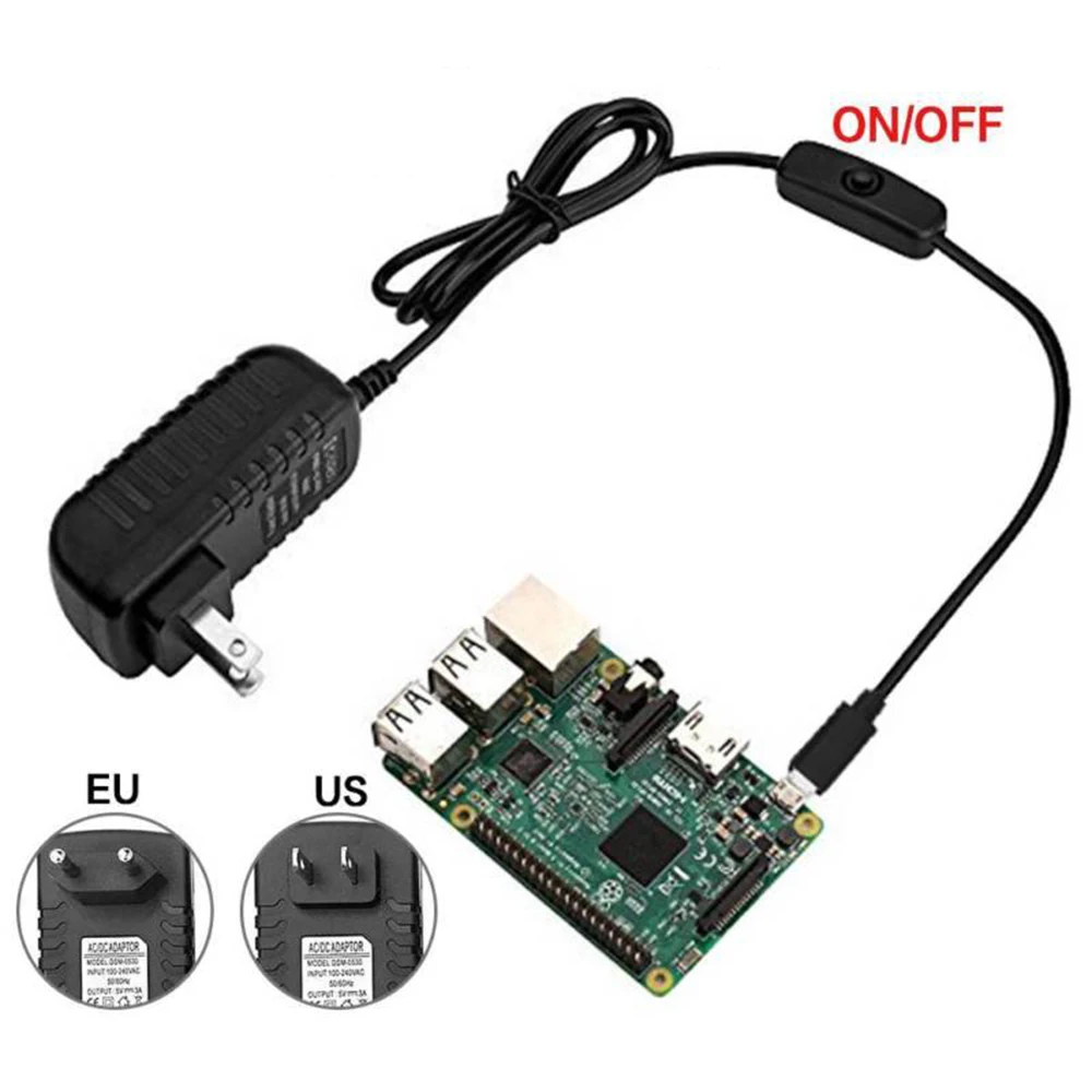 Durable 5V 3A Micro USB Power Supply Charger Adapter On off Switch For