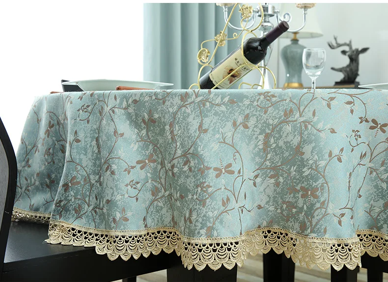 Luxury European style Round table cloth with Lace edge kitchen accessories living room Coffee house home decoration table cloth