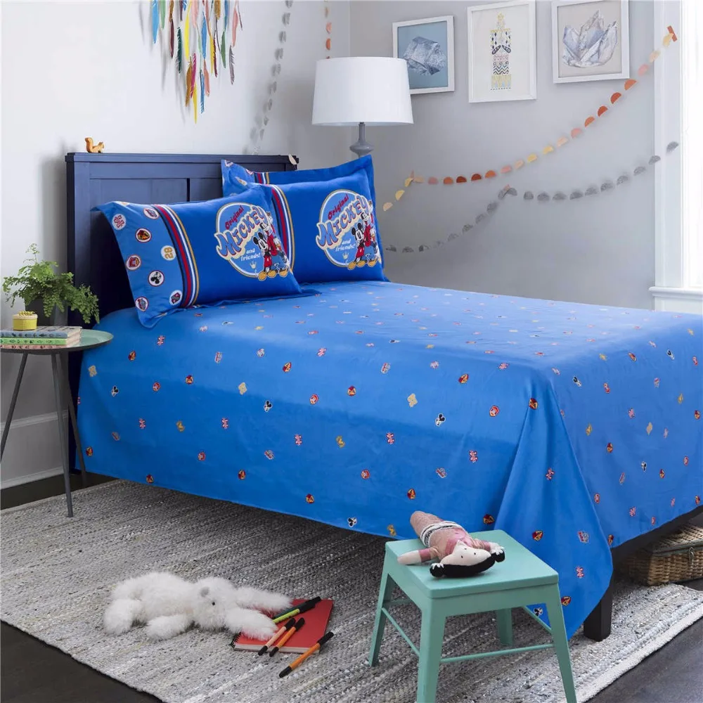 Azul disney mickey mouse juego de cama edredón reina tamaño twin full king size colcha de pareja niños dormitorio - 2