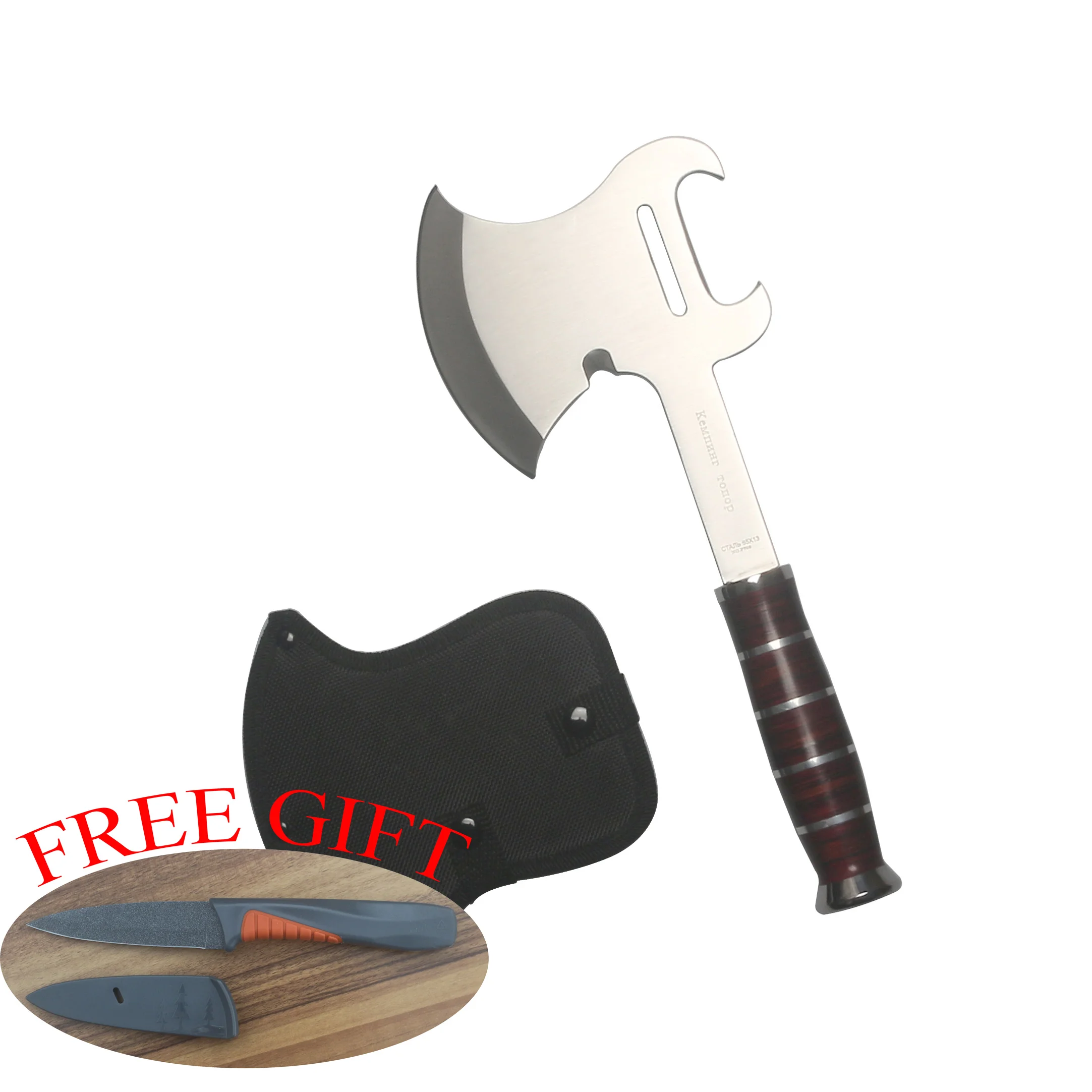 

GKW Outdoors Cow Shape Camping Axe Multifunctional Survival Ax Wood Handle Hatchet Outdoor Hand Tools