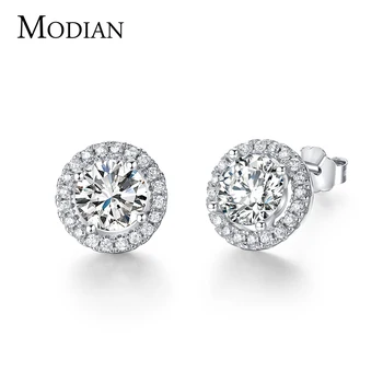 50% off Women Stud Earrings 925 Sterling Silver AAAAA Level Zircon Jewelry White Crystal Earring Gife for women Brincos De Prata