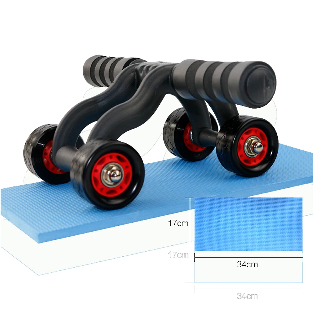 4 Wheels Power Wheel Triple AB Abdominal Roller Abs Workout Fitness Machine Gym Knee Pad Multi
