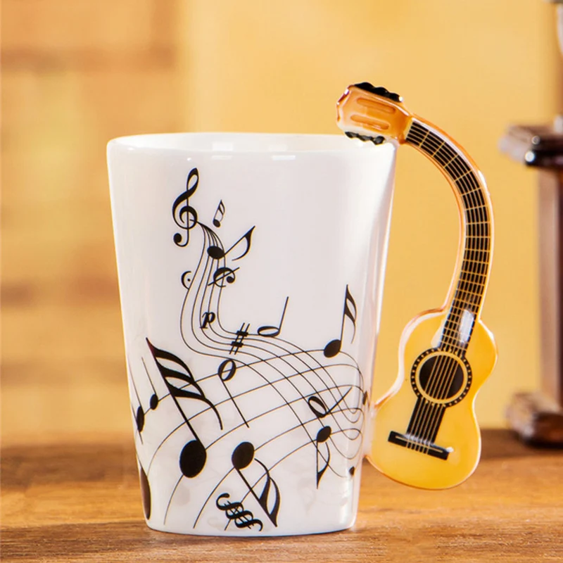 Creative Mug Guitar Design Ceramic 220ml Porcelain Tea Coffee Milk Water Drinking Cup Unique Couple Gift Drinkware | Дом и сад