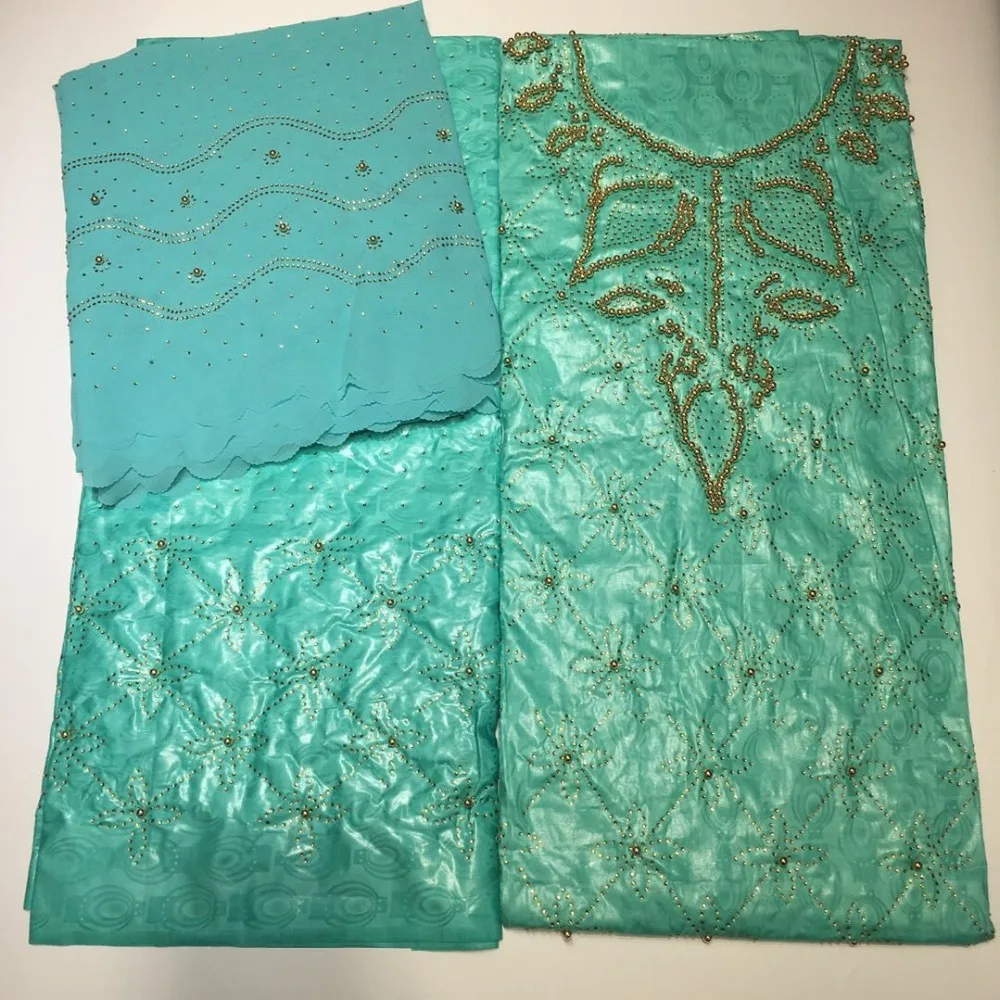 Африканский Базен riche ткань высокого качества Базен riche getzner тяжелый с бисером и кружевом ткань морская парча изготовление 7yard/setXLZ-1