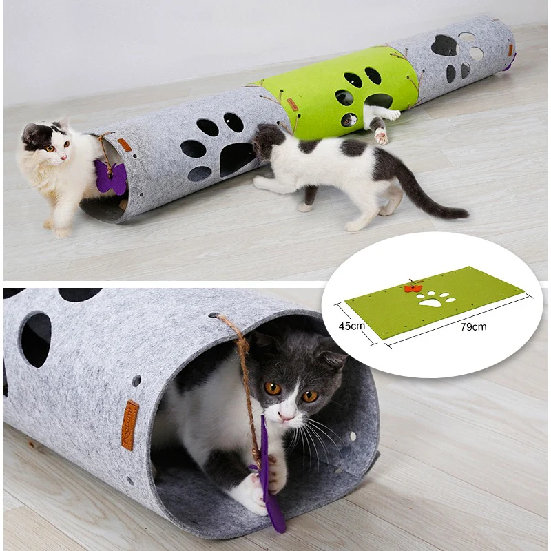 Войлочные игрушки для кошек, тоннель, складной, раздельное одеяло, котята, интерактивное, веселое, играющее, спрячется, раздельное одеяло