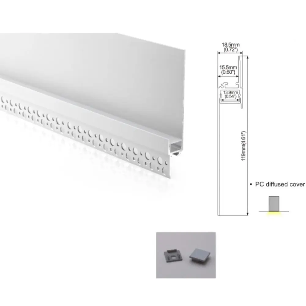 119X18,5 мм дизайн штукатурка светодиодный алюминиевый экструзионный Гипсокартон Профиль для украшения SDW144
