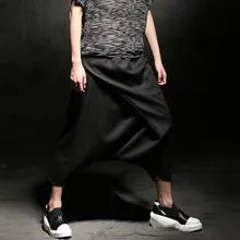 Мужские штаны для певцов в ночном клубе с заниженным шаговым швом, свободные штаны, костюм для мужчин s хип-хоп панк шаровары джоггеры уличный стиль широкие брюки